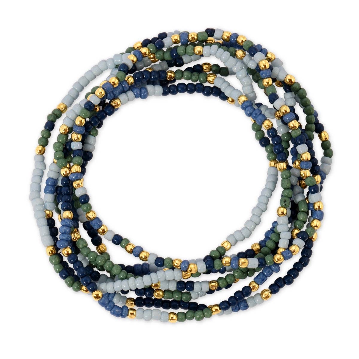 Assorted 2mm Stretch Seed Bead Bracelets: Coral/Light Blue/Lime