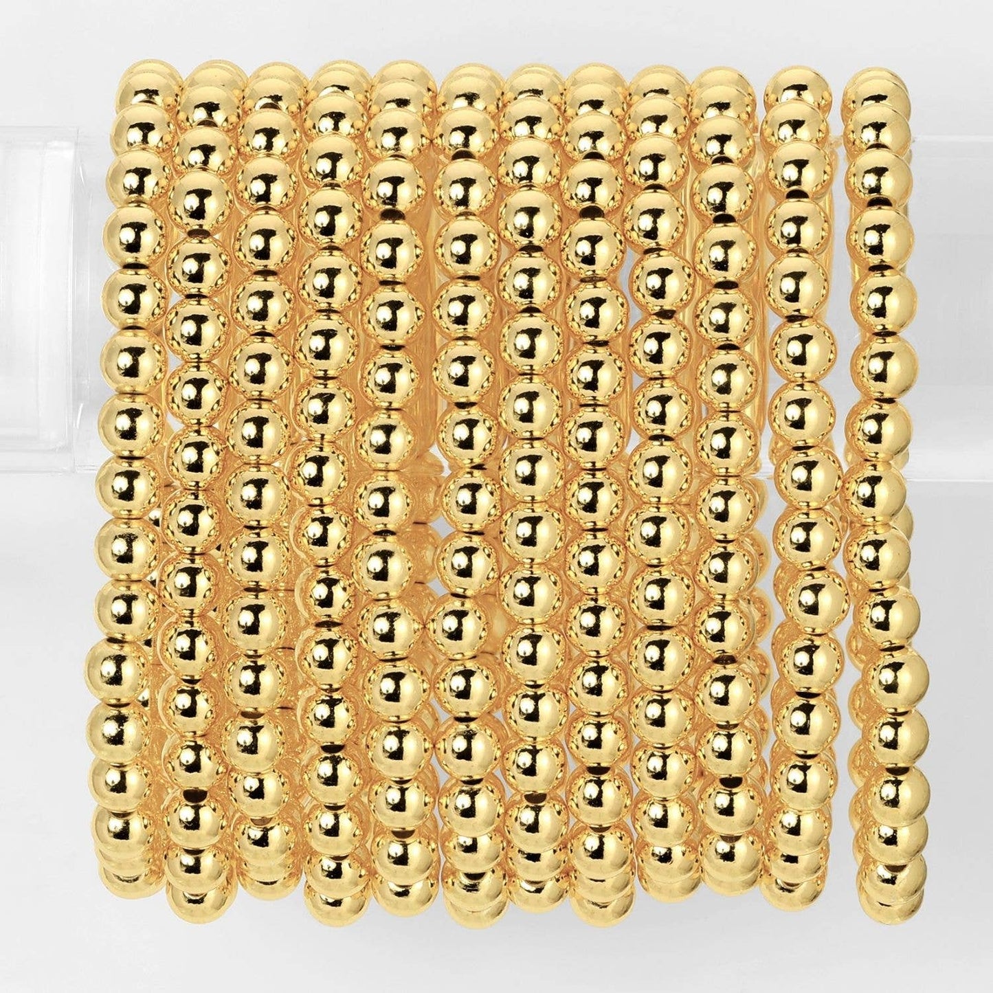 Classic Beaded Stretch Bracelets: Gold / 4mm