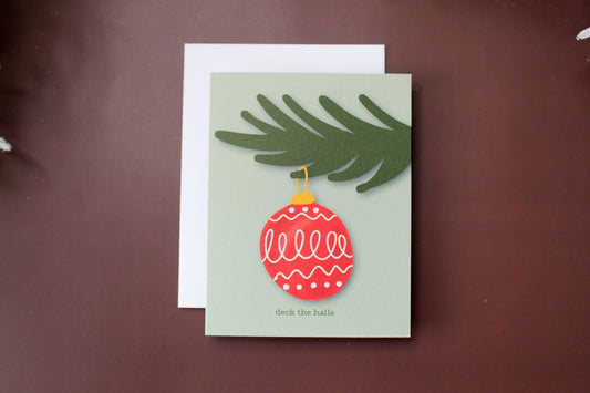 Deck the Halls Vintage Christmas Holiday Greeting Card