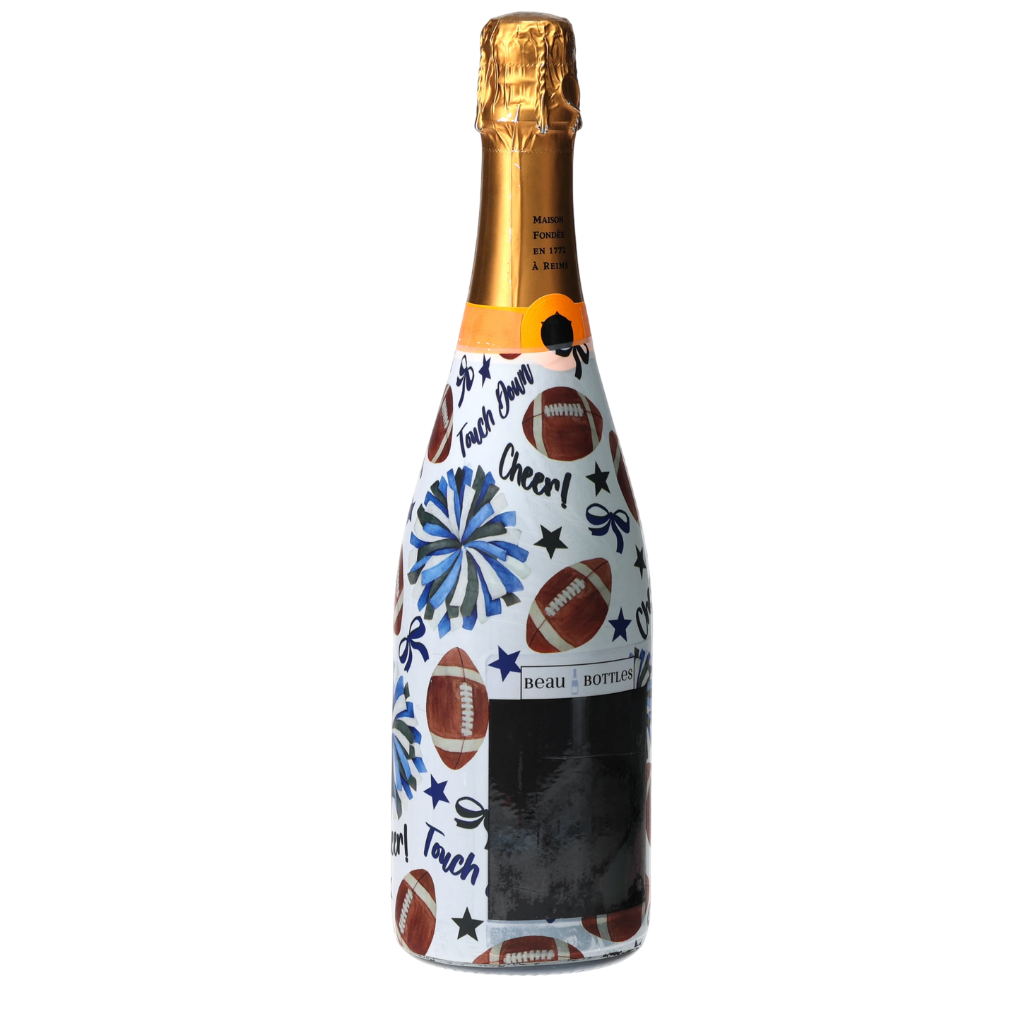 Royal Blue & White Game Day Champagne Bottle Wrap
