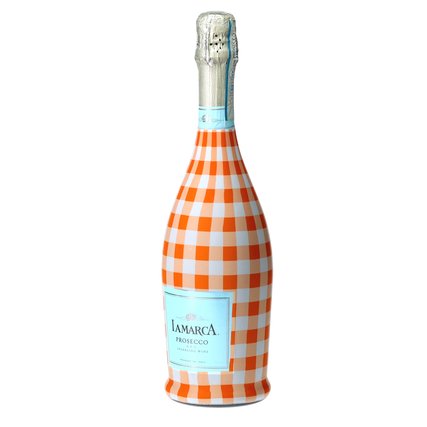 Orange & White Gingham Prosecco Bottle Wrap