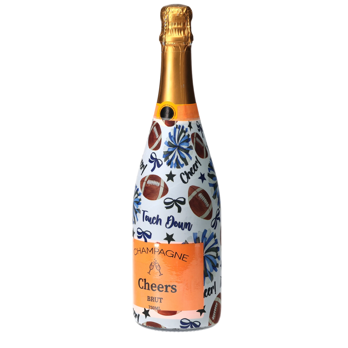 Royal Blue & White Game Day Champagne Bottle Wrap