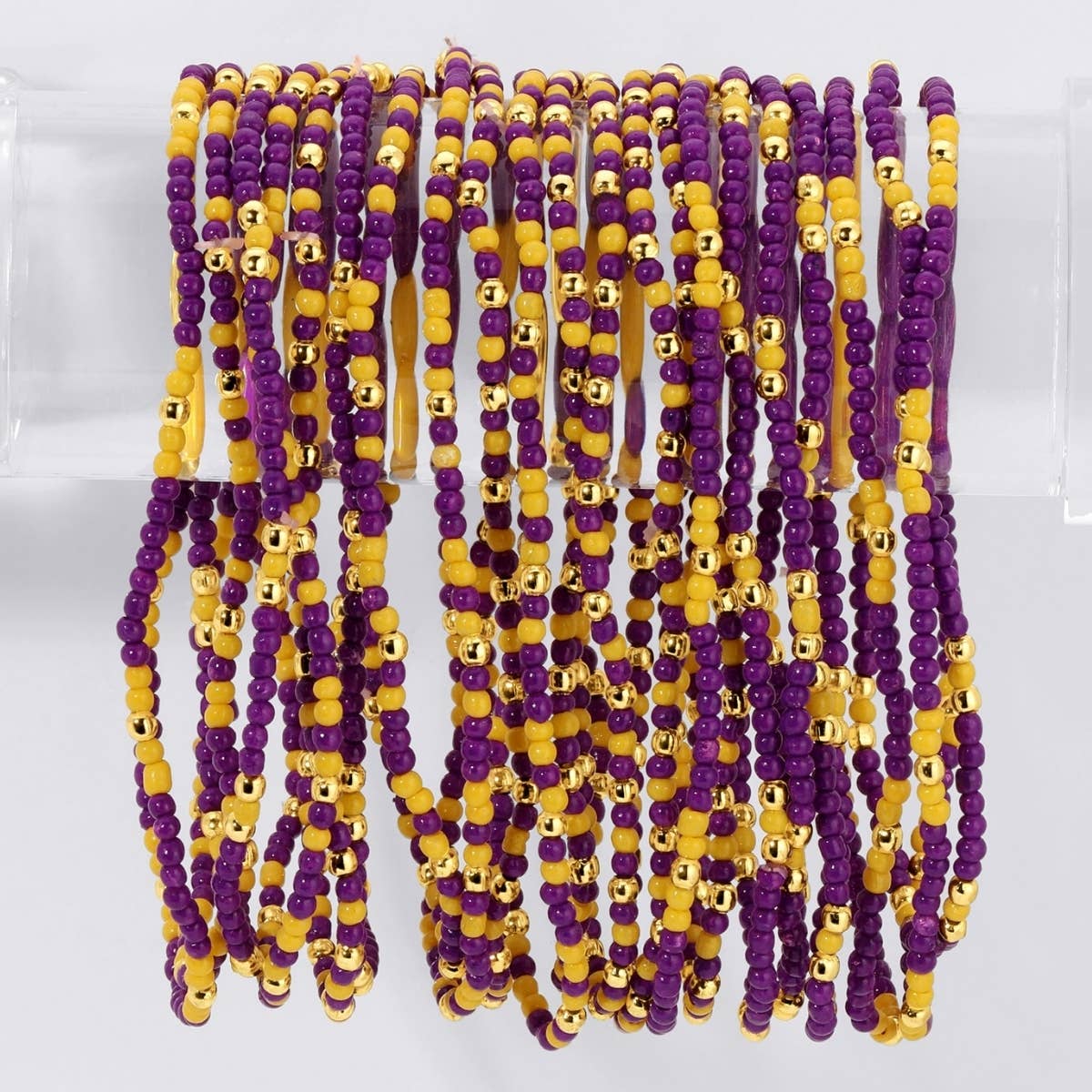 Stretch Seed Bead GAME DAY Bracelets: Crimson/White