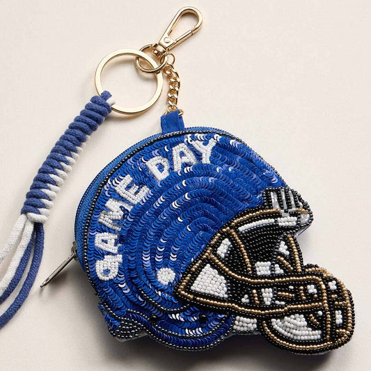 Football Coin Purse | Blue Sequins