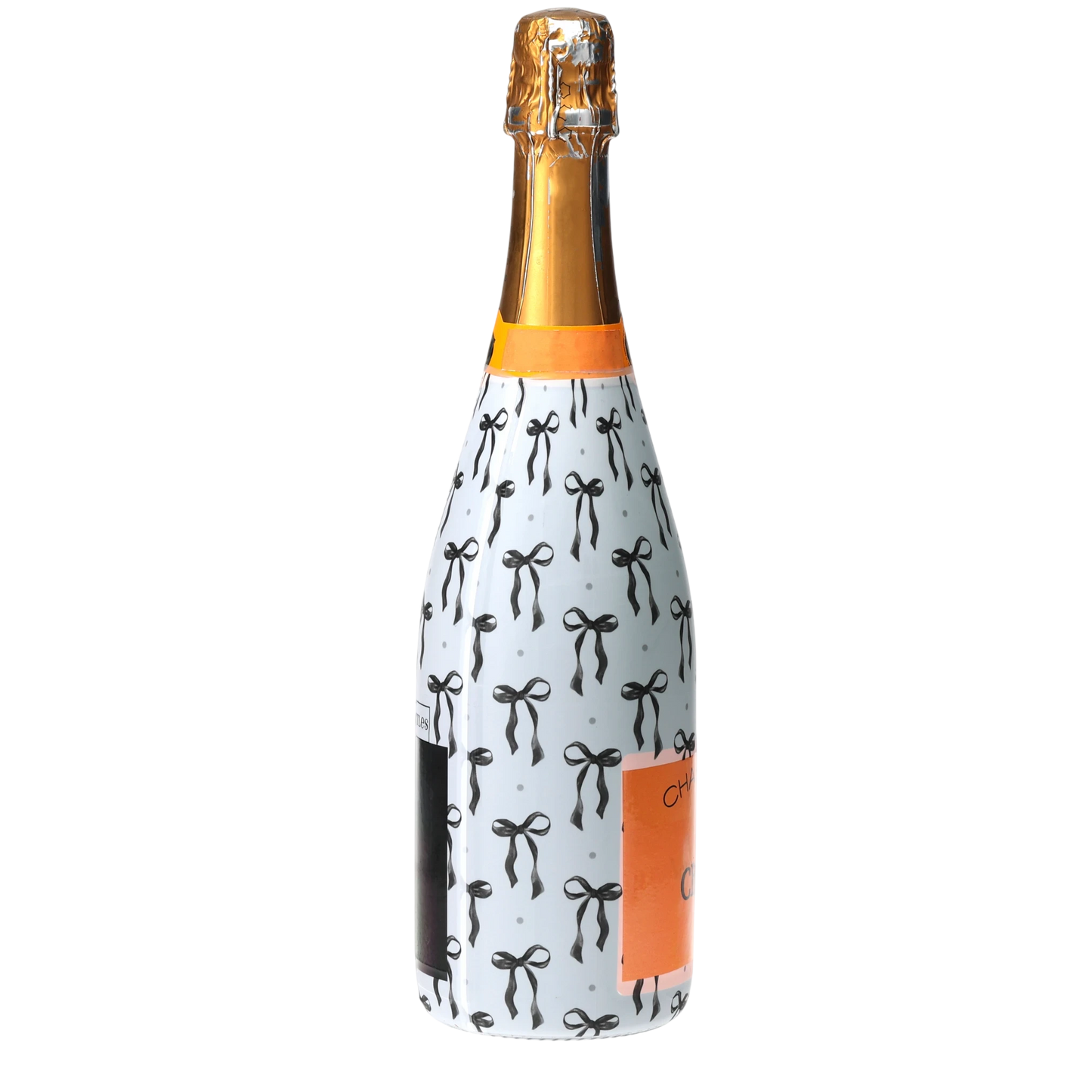 Grandmillennial Black Bow Champagne Bottle Wrap