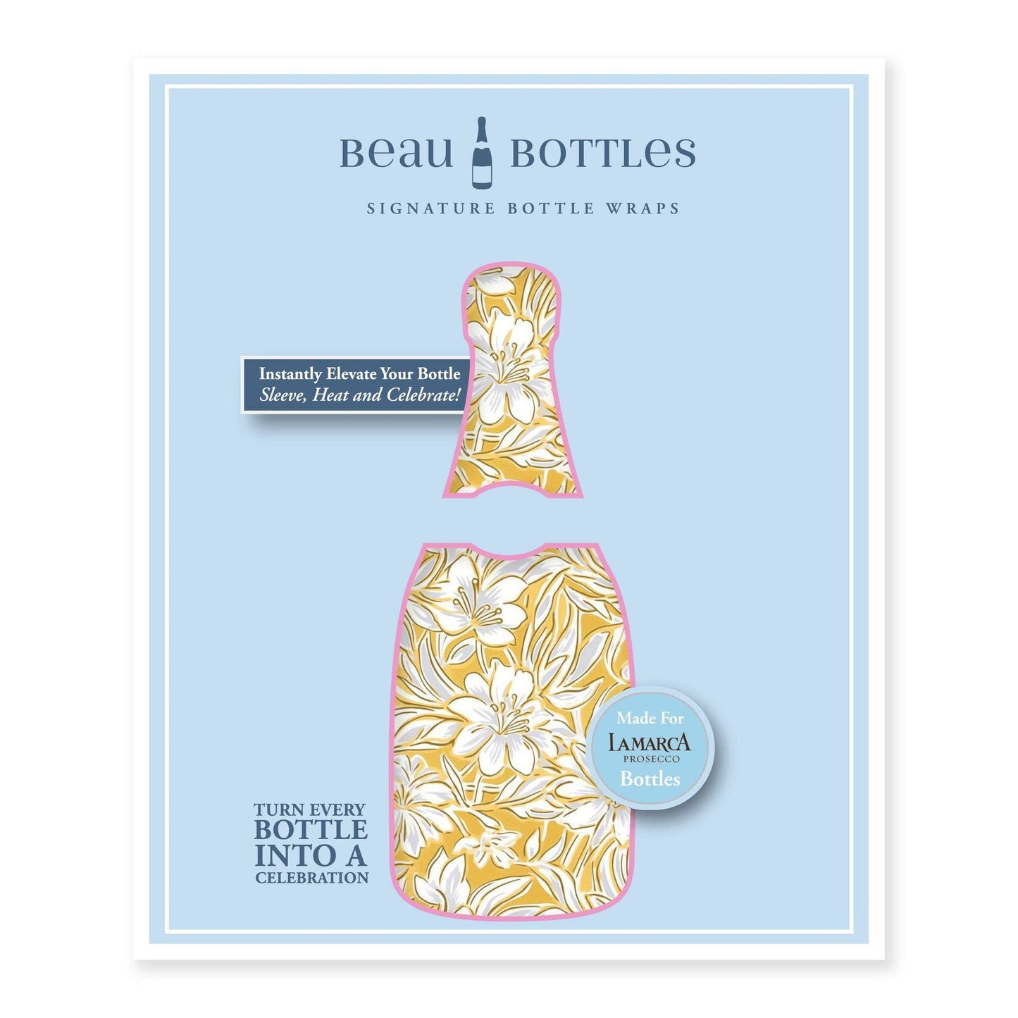 Grandmillennial Gold Flower Prosecco Bottle Wrap