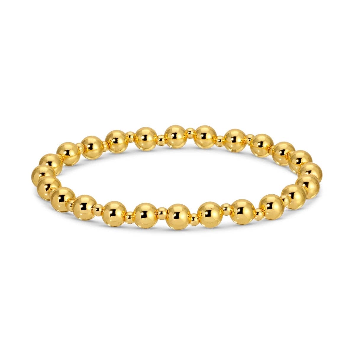 6mm Stretch Bead Bracelet with 3mm Bead Accents: Gold