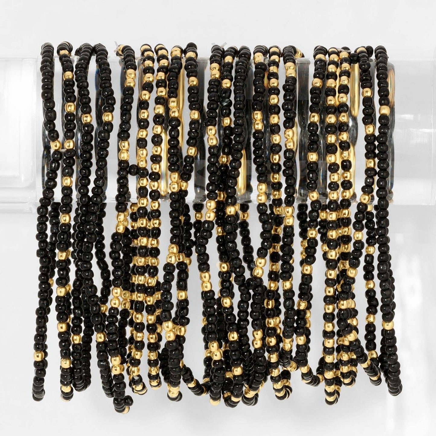 Stretch Seed Bead Solid Game Day Bracelets: Black