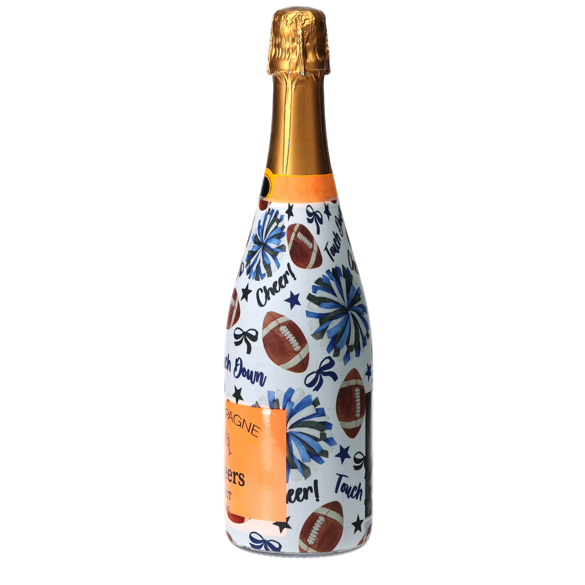 Royal Blue & White Game Day Champagne Bottle Wrap