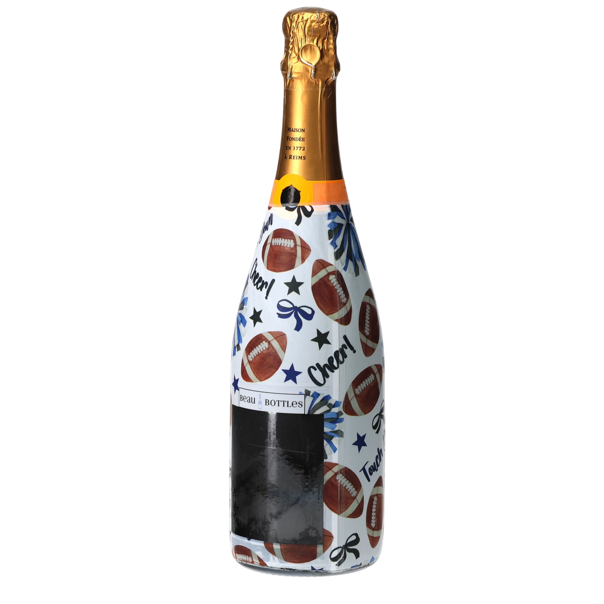 Royal Blue & White Game Day Champagne Bottle Wrap