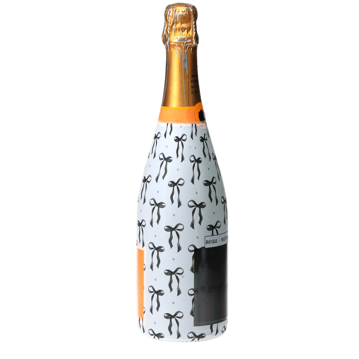 Grandmillennial Black Bow Champagne Bottle Wrap