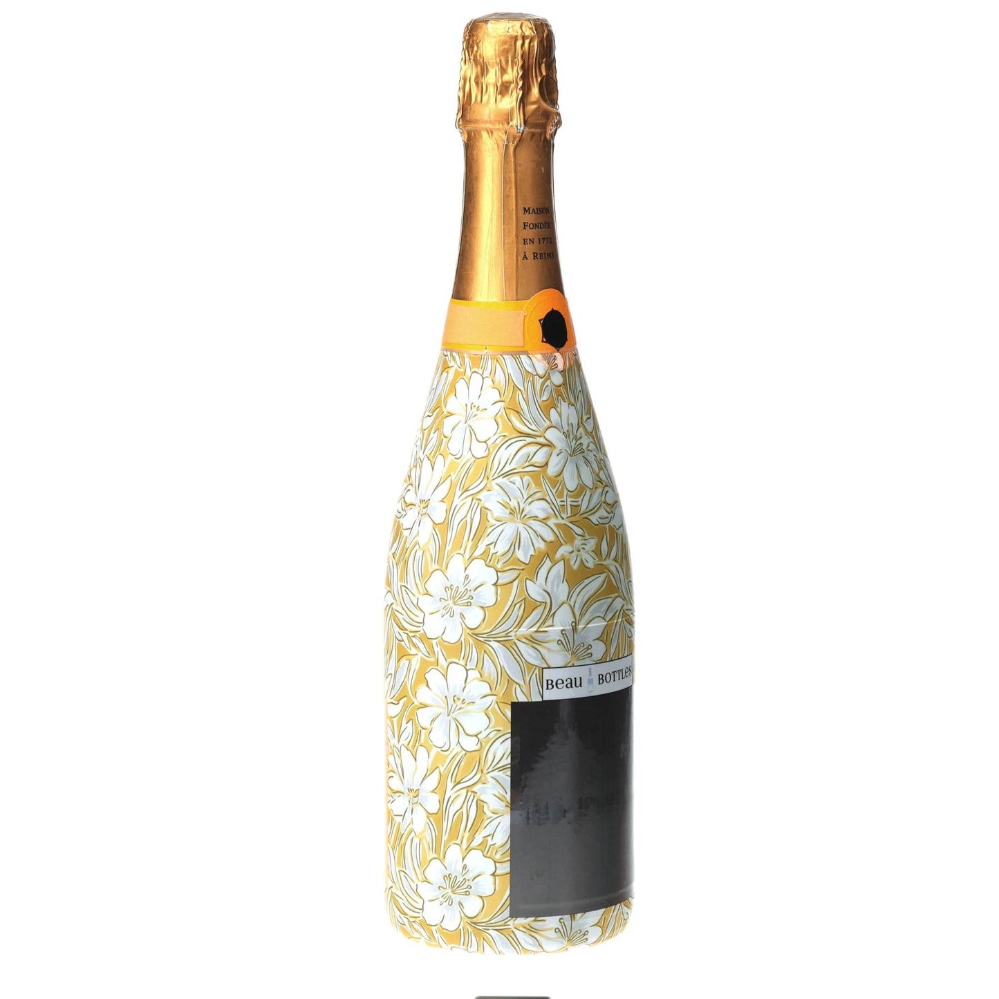 Grandmillennial Gold Flower Champagne Bottle Wrap