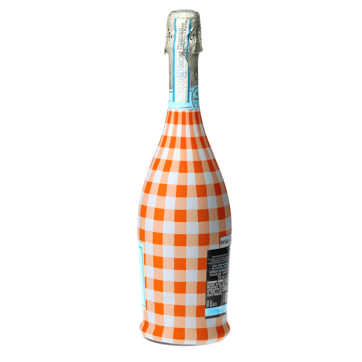 Orange & White Gingham Prosecco Bottle Wrap