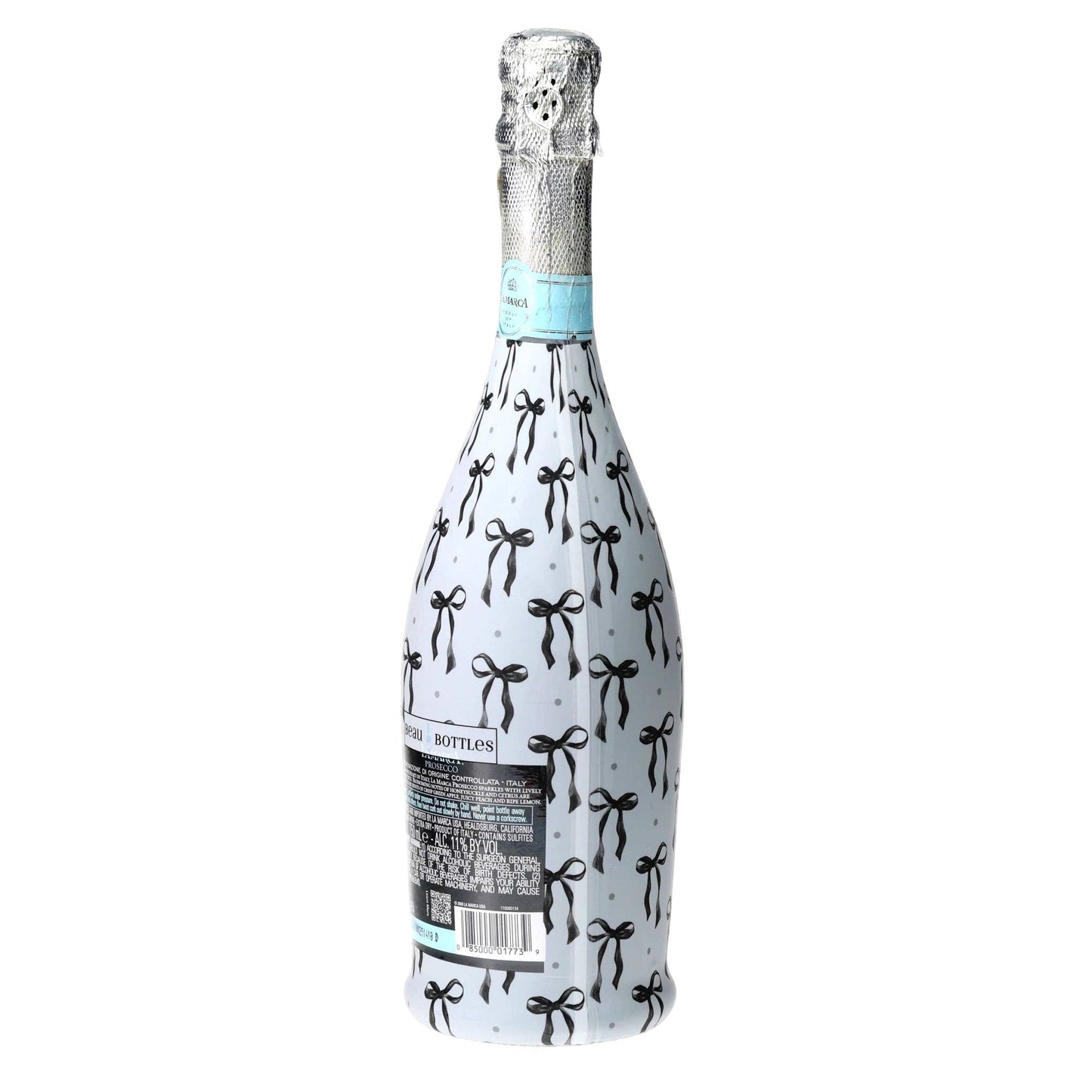 Grandmillennial Black Bows Prosecco Bottle Wrap