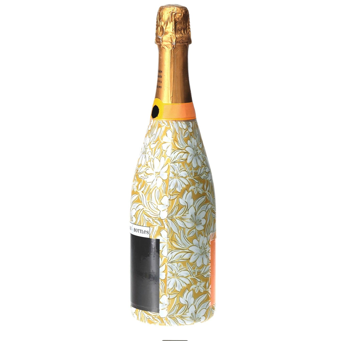 Grandmillennial Gold Flower Champagne Bottle Wrap