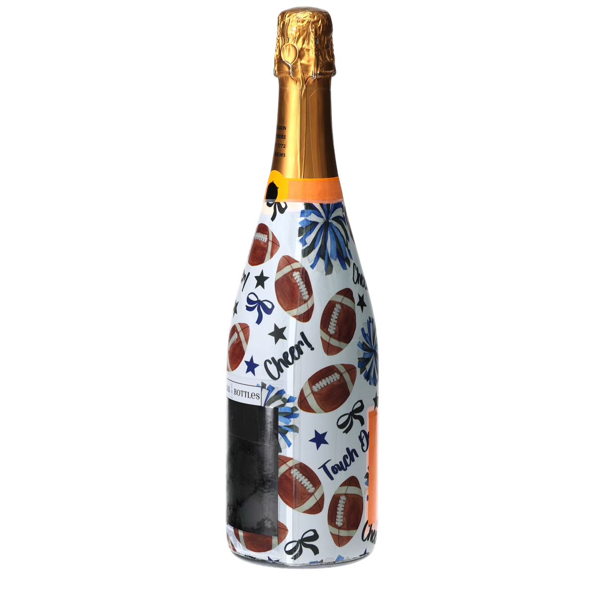 Royal Blue & White Game Day Champagne Bottle Wrap