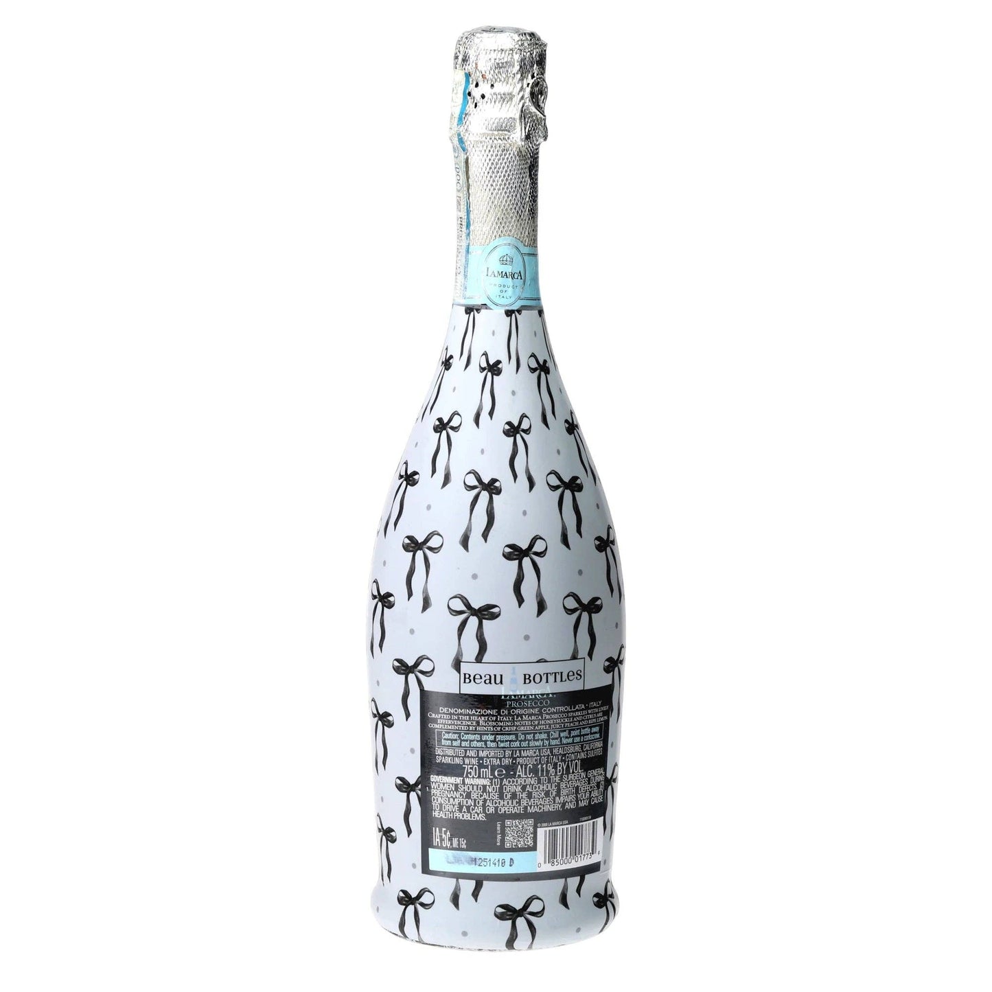 Grandmillennial Black Bows Prosecco Bottle Wrap