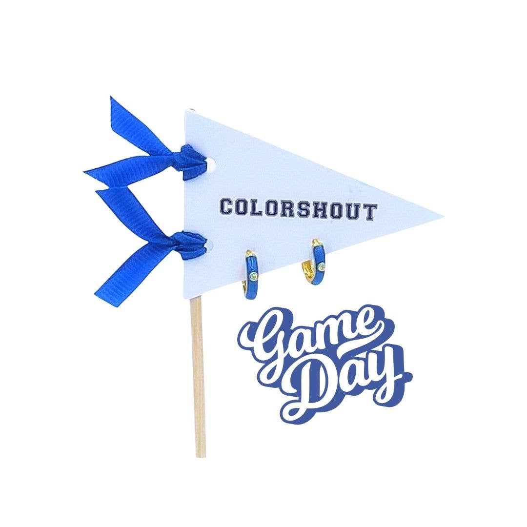 Game Day: Team Color Huggie Hoop Earrings on Pennant Flag: Black