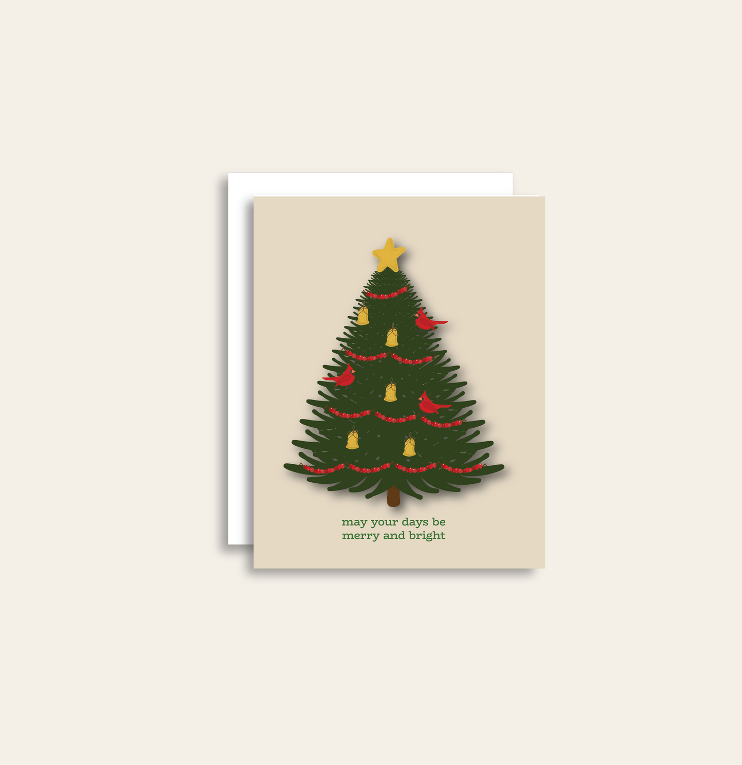 Merry and Bright Christmas Tree Holiday Greeting Card