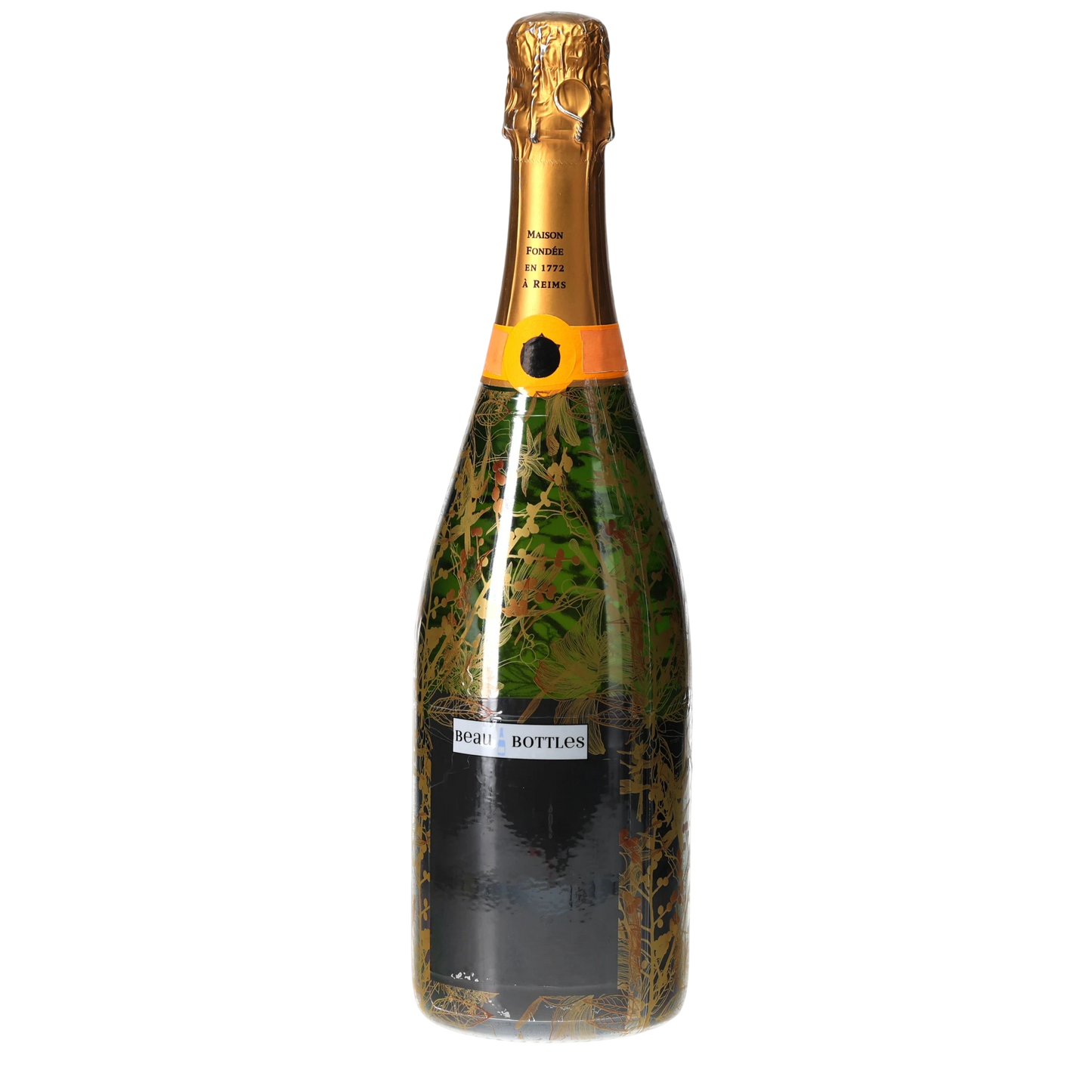 Clear Golden Botanical Champagne Bottle Wrap