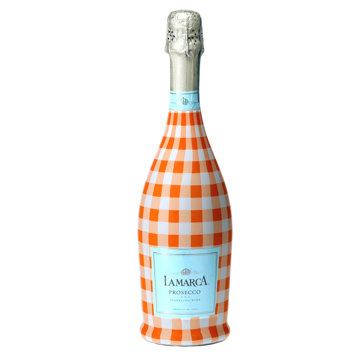 Orange & White Gingham Prosecco Bottle Wrap