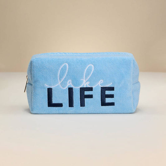 Lake Life Embroidered Cosmetic Bag | Terry Blue