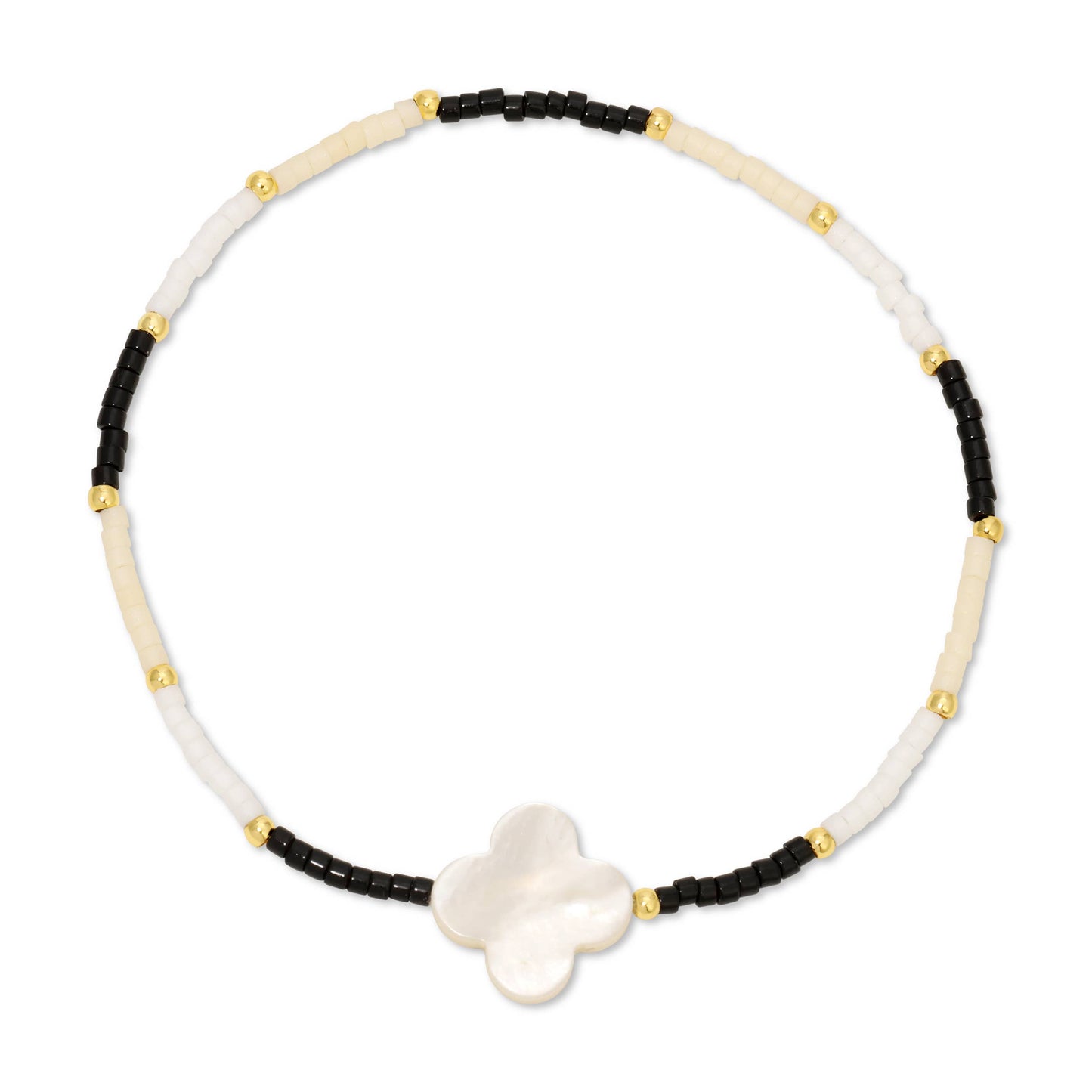 Miyuki Delica Stretch Bracelet w/ Quatrefoil Accent