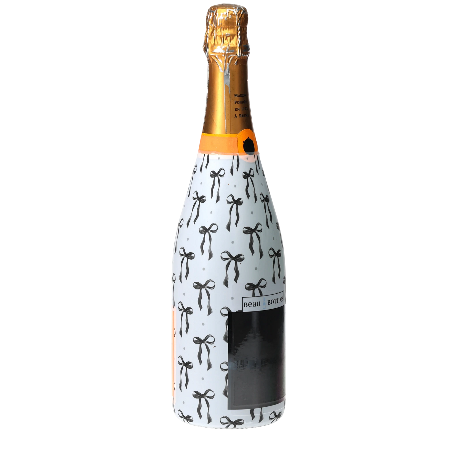 Grandmillennial Black Bow Champagne Bottle Wrap