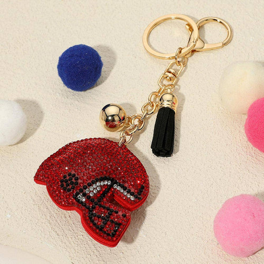 Bling Studded Football Helmet Keychain