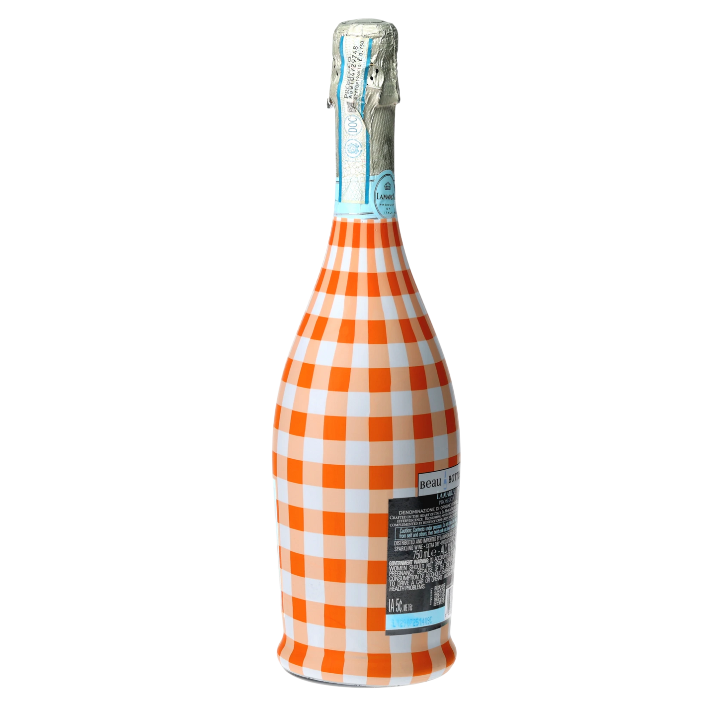 Orange & White Gingham Prosecco Bottle Wrap