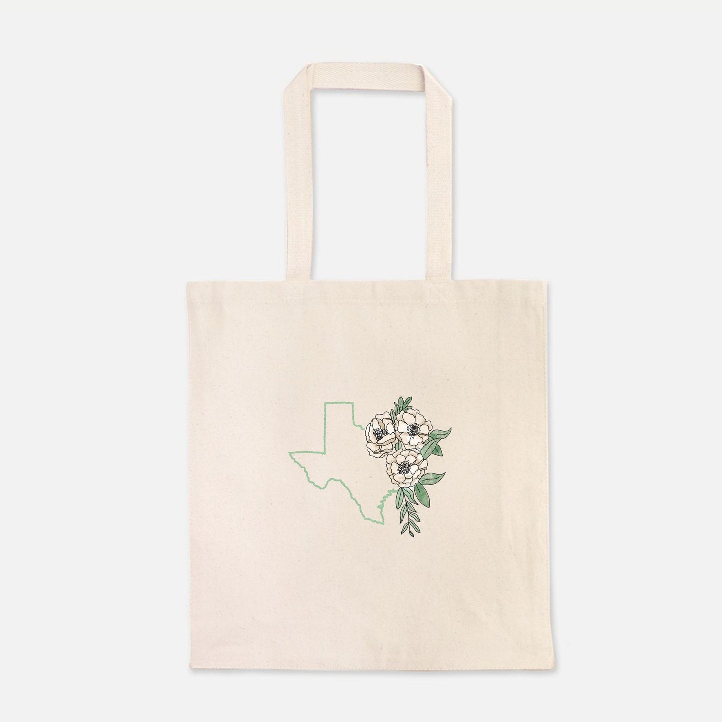 Hand Drawn Texas Floral Tote Bag