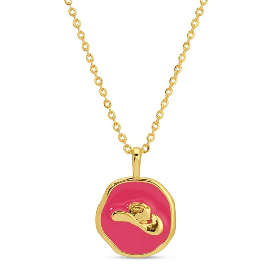Pink Cowgirl Hat Pendant Necklace