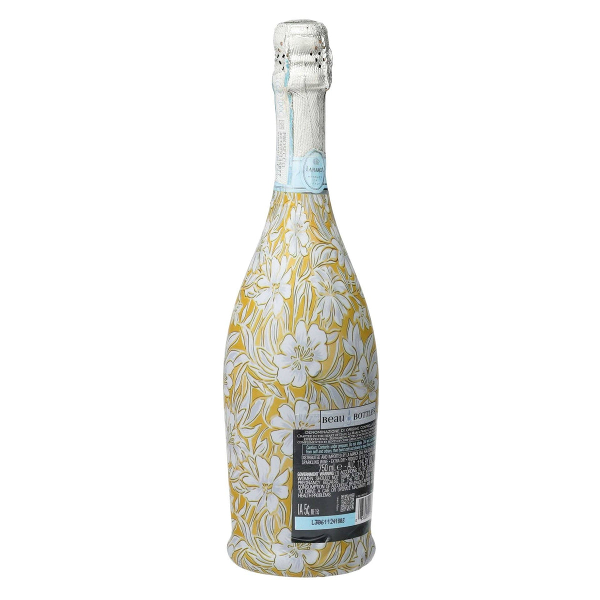 Grandmillennial Gold Flower Prosecco Bottle Wrap
