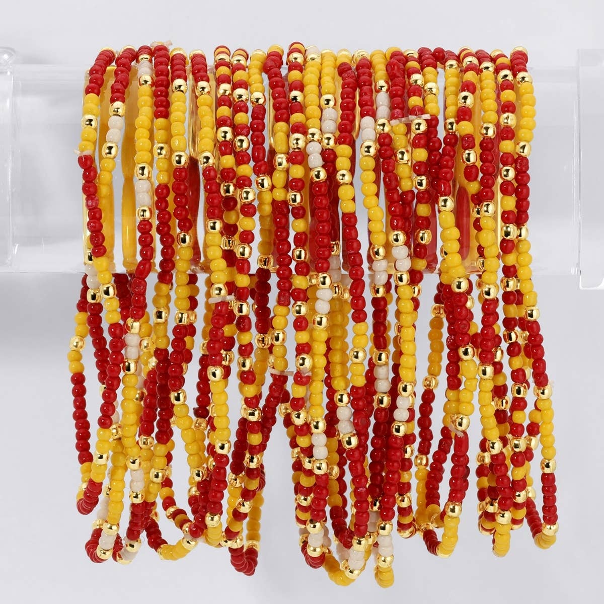 Stretch Seed Bead GAME DAY Bracelets: Green/White
