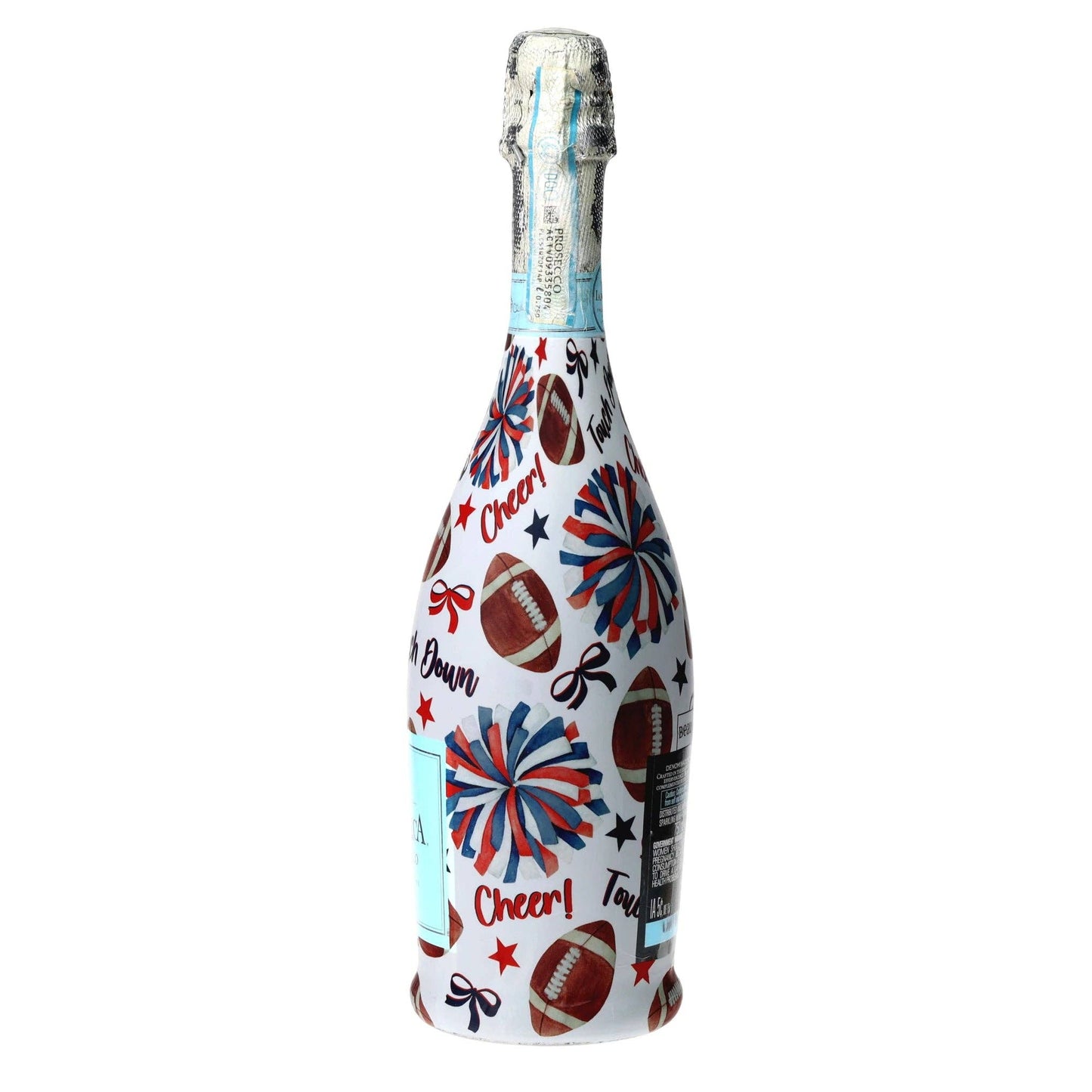 Red & Navy Game Day Prosecco Bottle Wrap