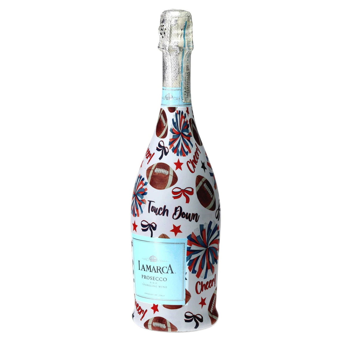 Red & Navy Game Day Prosecco Bottle Wrap