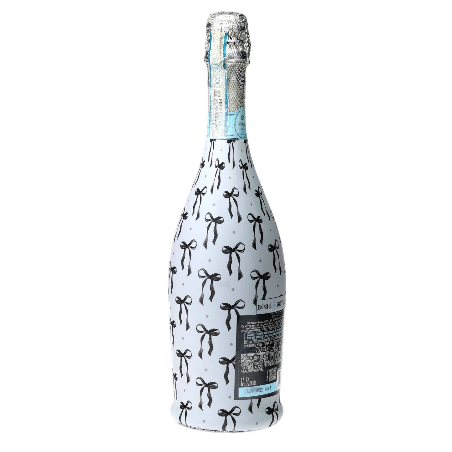 Grandmillennial Black Bows Prosecco Bottle Wrap