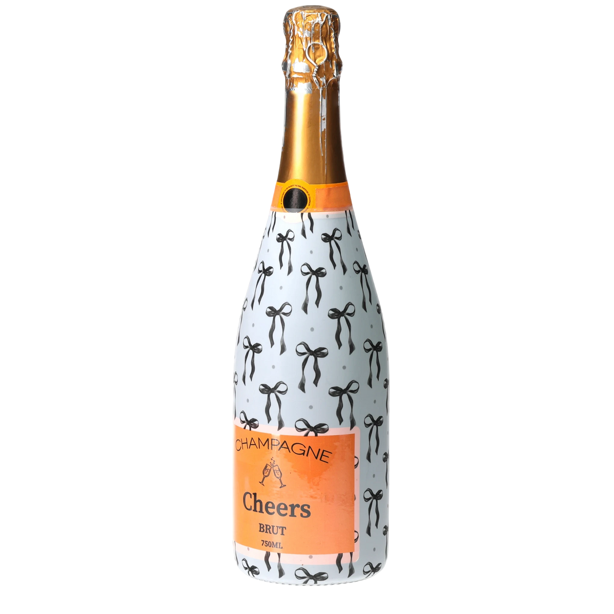 Grandmillennial Black Bow Champagne Bottle Wrap