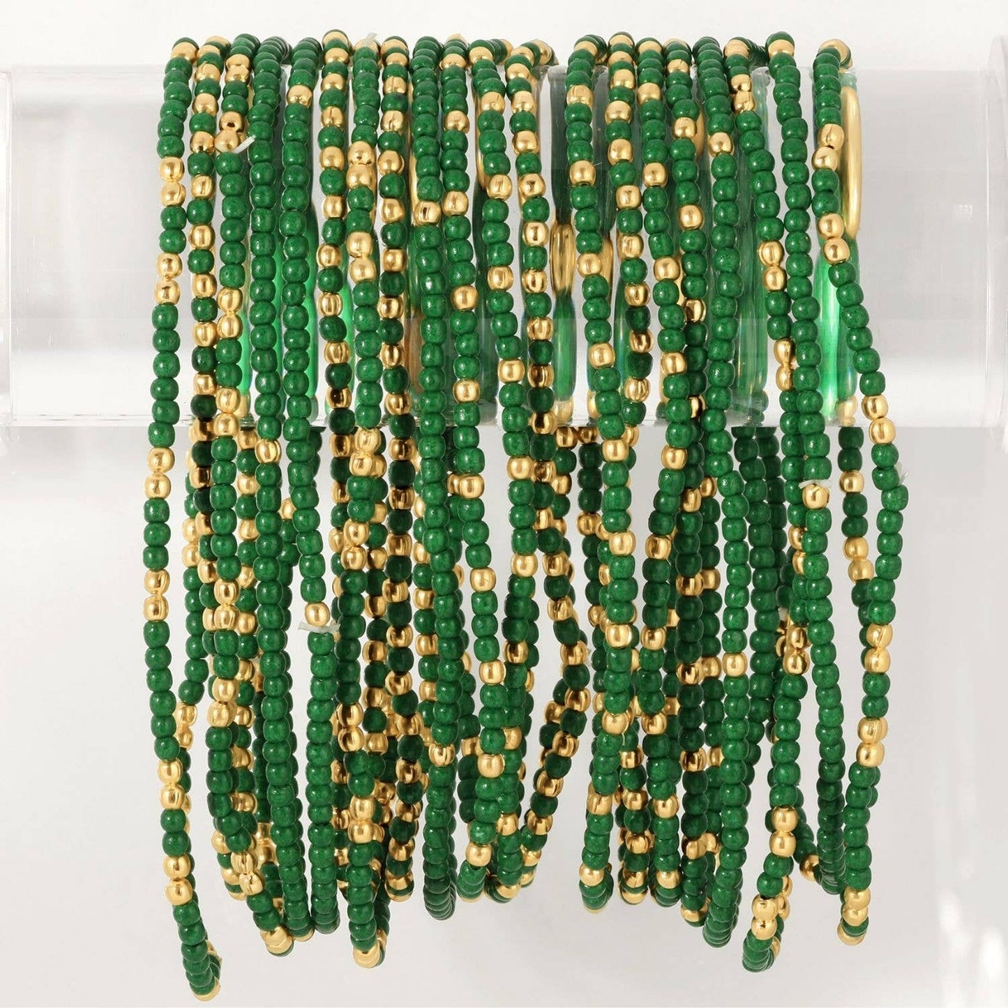 Stretch Seed Bead Solid Game Day Bracelets: Green