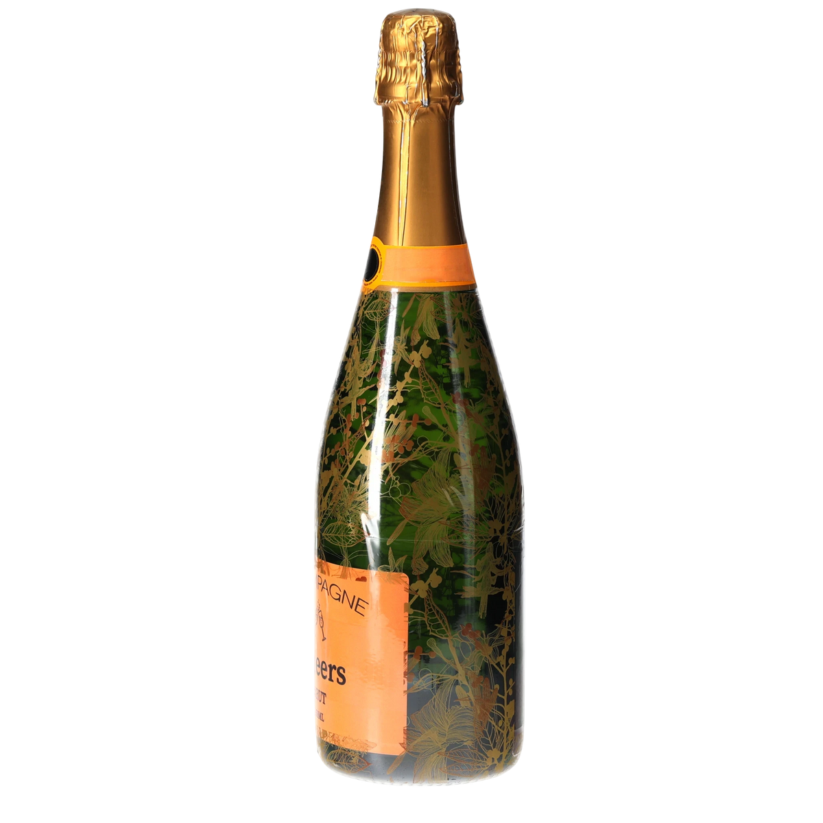 Clear Golden Botanical Champagne Bottle Wrap