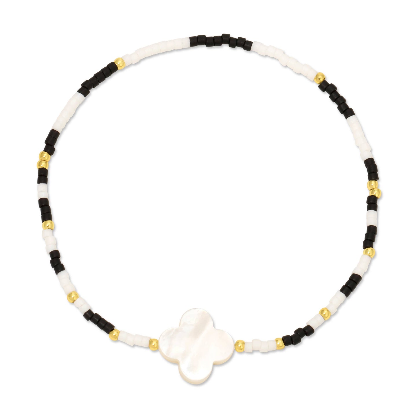 Miyuki Delica Stretch Bracelet w/ Quatrefoil Accent