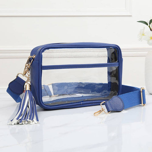 Faux Leather Transparent Rectangular Crossbody Bag
