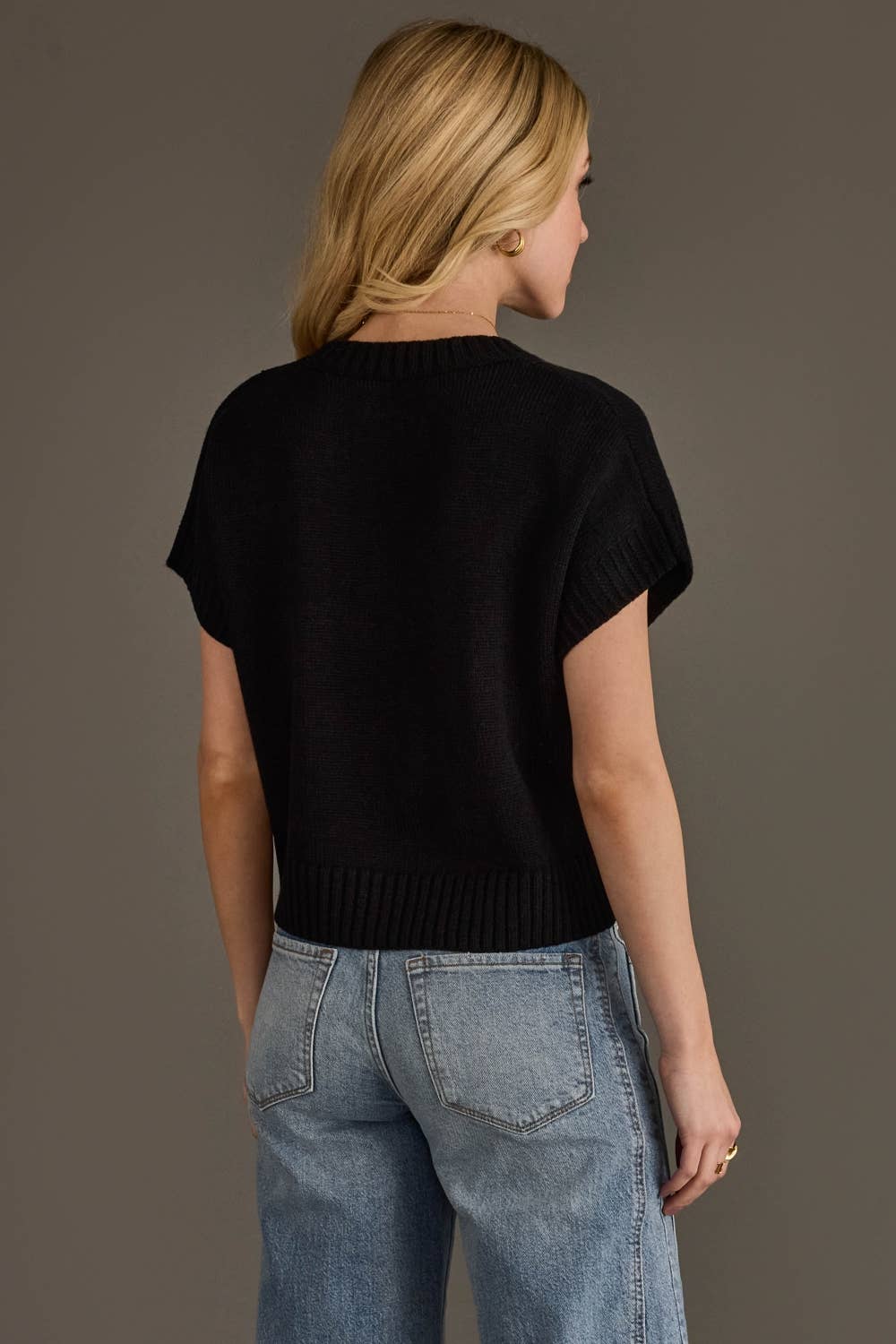 Black & White Game Day Short Sleeve Sweater