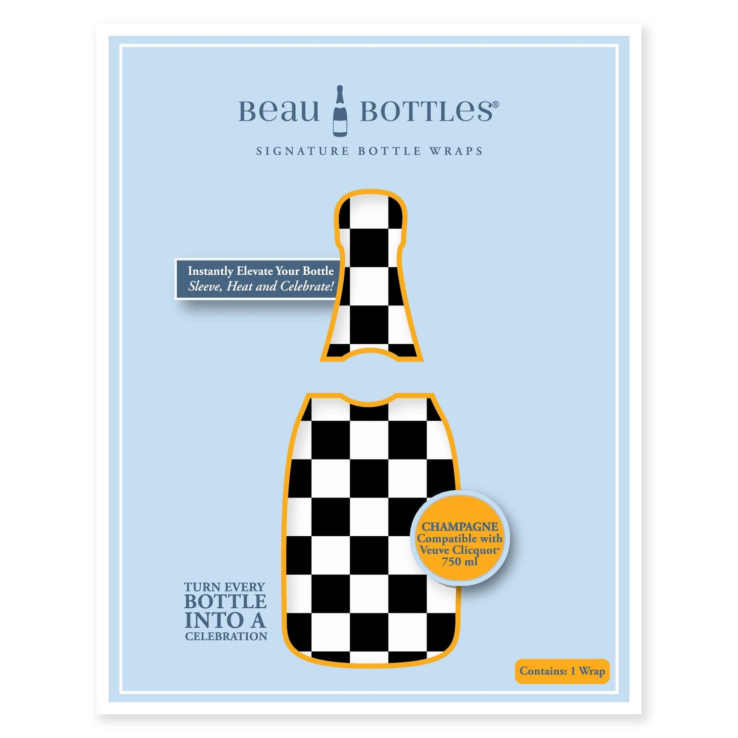 Black and White Checkers Champagne Bottle Wrap