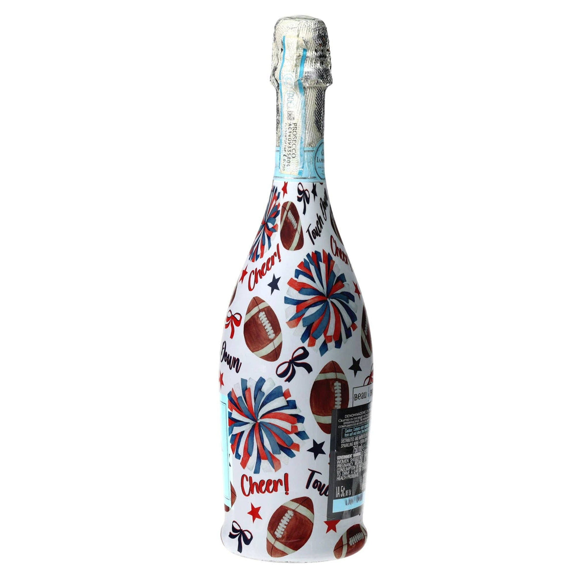 Red & Navy Game Day Prosecco Bottle Wrap