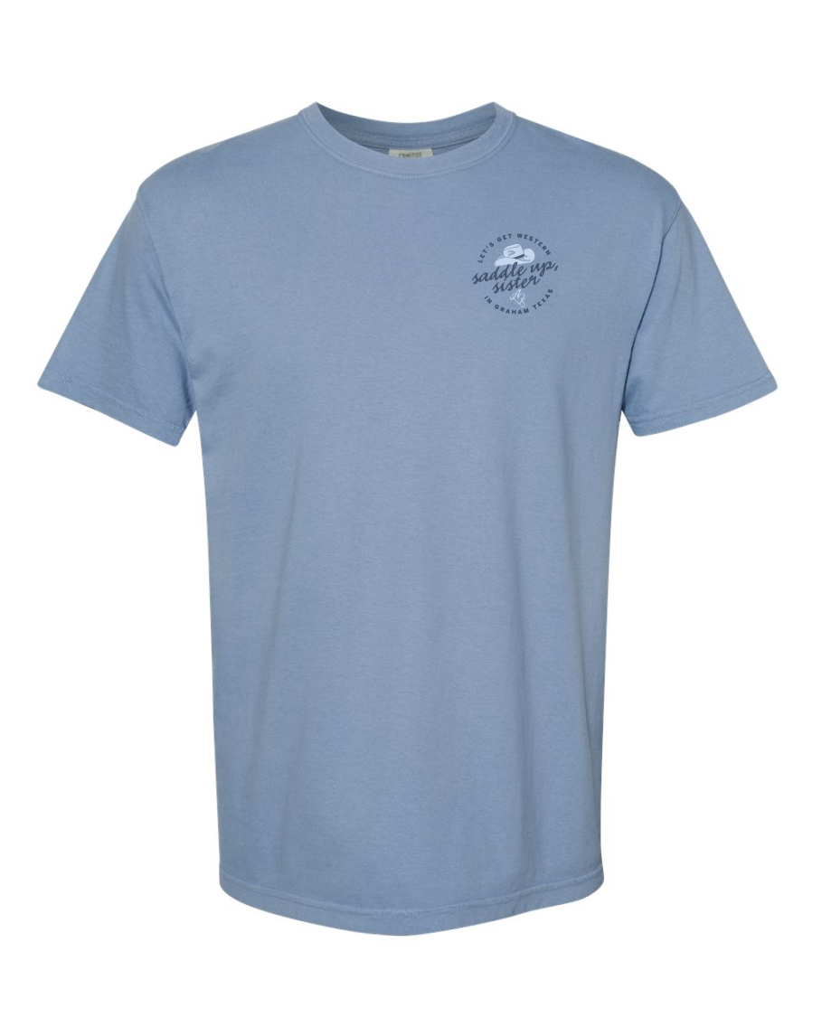 Saddle Up Sister | Western Cowgirl Tee | Blue