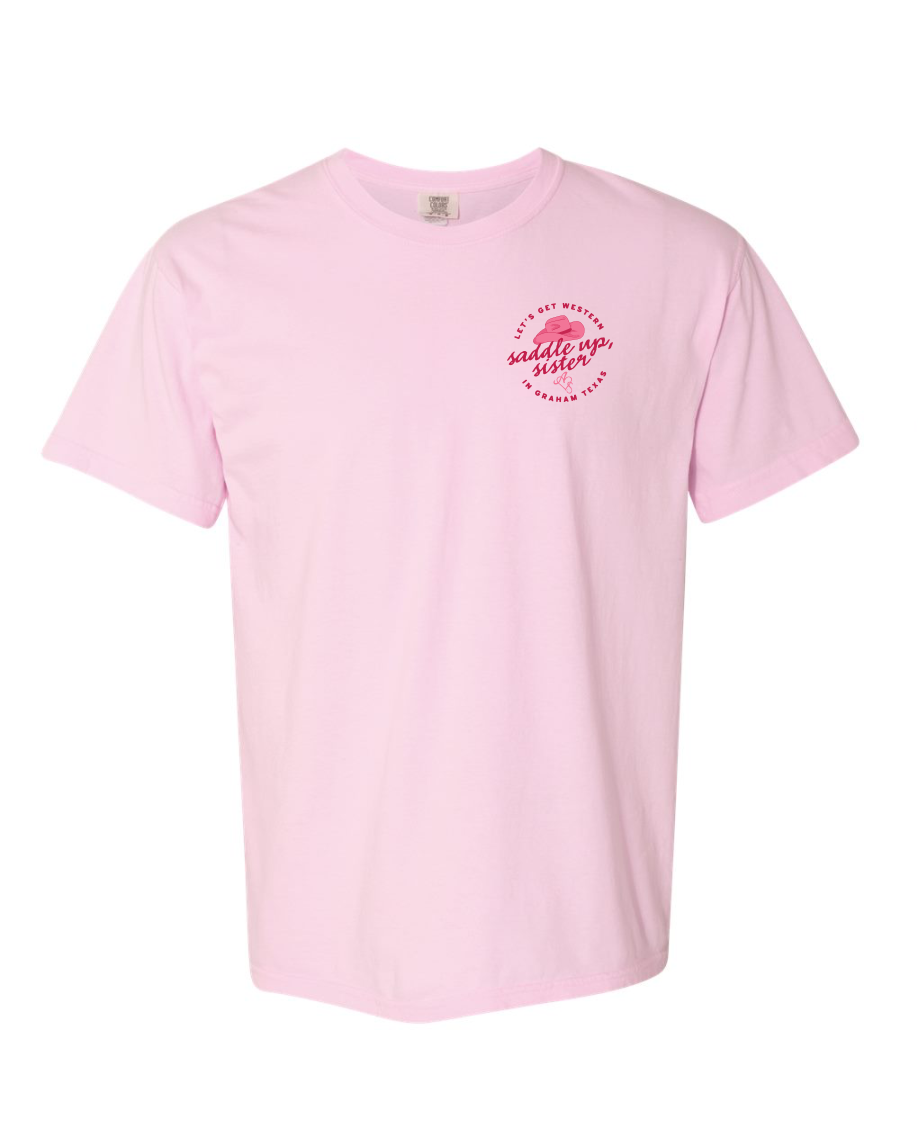 Saddle Up Sister | Western Cowgirl Tee | Pink