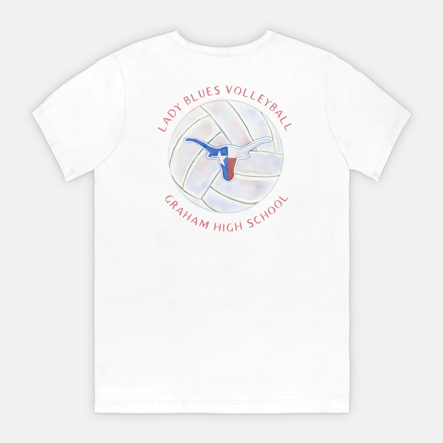 Volleyball Pattern White Tee | Lady Blues Volleyball | LBVB Game Day Tee