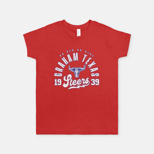 Go Red! Go Blue! Youth | Vintage Steers Tee