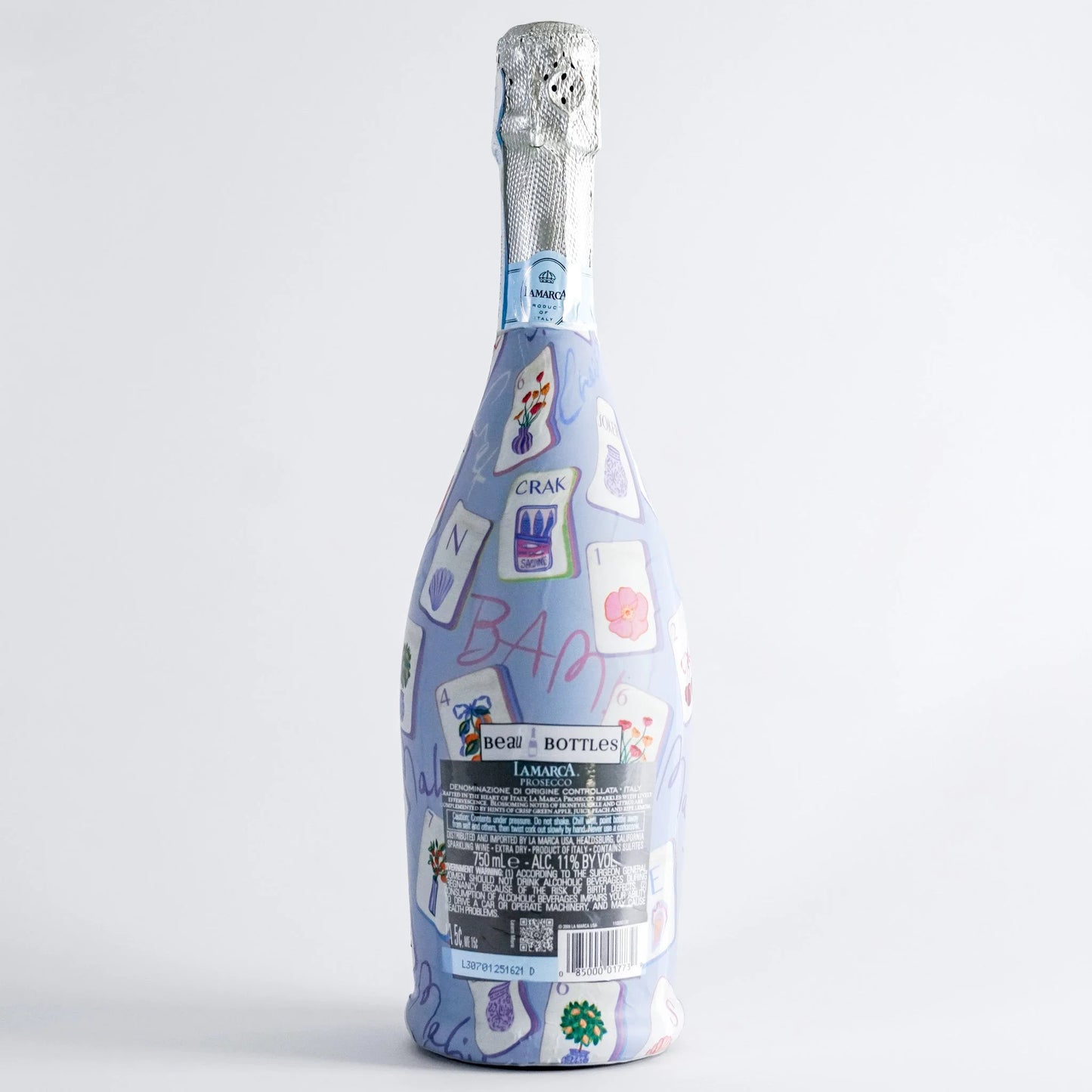 Pastel Blue Mahjong Tiles - Prosecco Collection | Beau Bottle Wraps